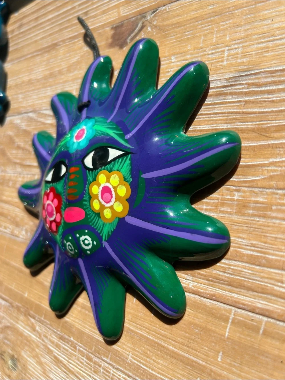 Mexican Folk Art Sun Hand Painted Wall Decor